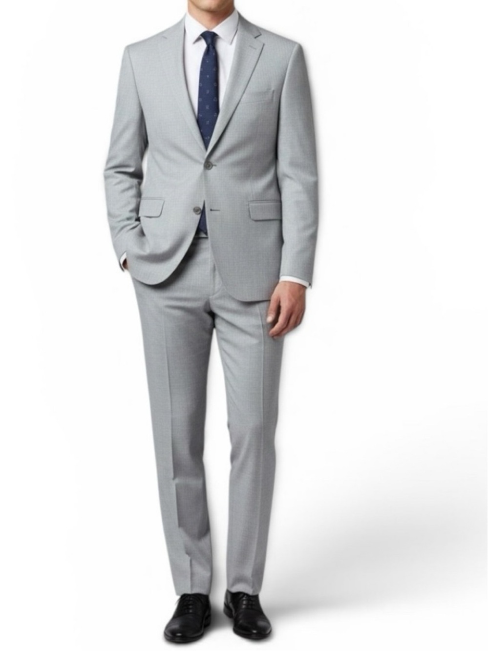 Reaction Kenneth Cole Techni-Cole Silver 2 Piece Suit 40R Pants 33W | NWT